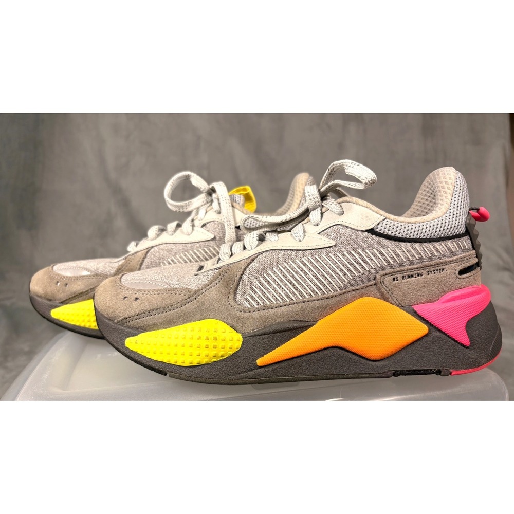 PUMA RS-X Highlighter 384710 01 Men's Running Crossing shoes Grey Pink Yellow 7C